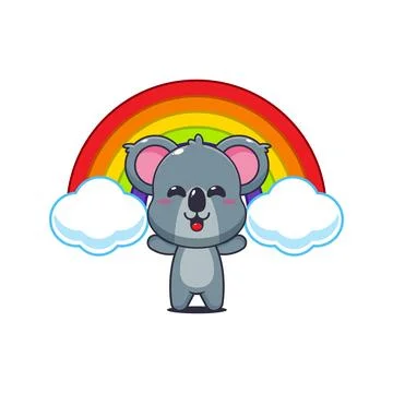 Koala cartoon vector illustration with rainbow Stock Illustration