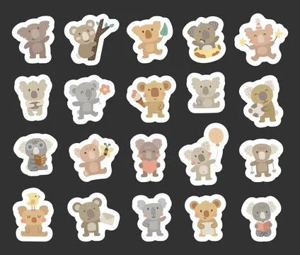 Koala character set in scandinavian style Stock Illustration