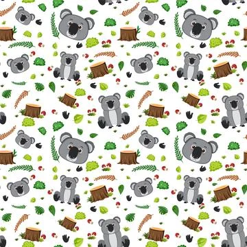 Koala cute animal seamless pattern イラスト素材