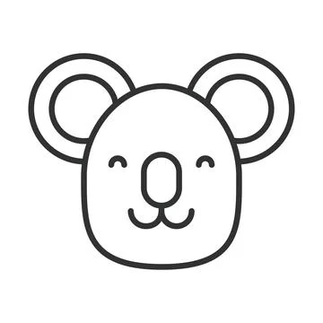 Koala face, icon in line design. koala, animal, mammal, australia, cute Stock Illustration