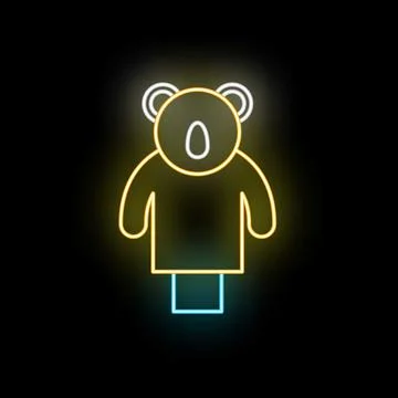 Koala hand puppet neon glowing outline icon 库存插图