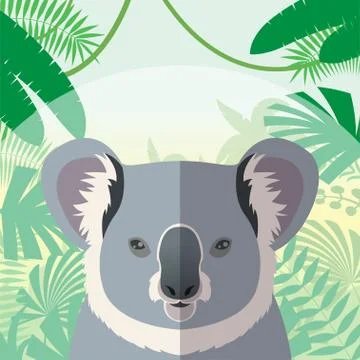 Koala on the Jungle Background Stock Illustration