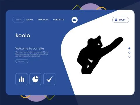 Koala Landing page website template design Free Stock Illustration