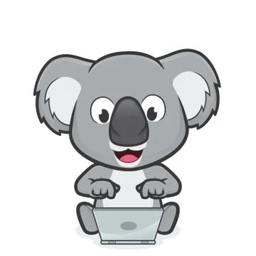 Koala with laptop Stock Illustration