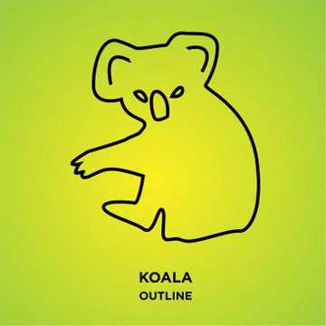 Koala outline on green background Stock Illustration