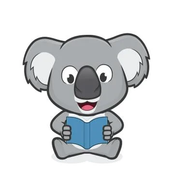 Koala reading a book Illustrazione stock