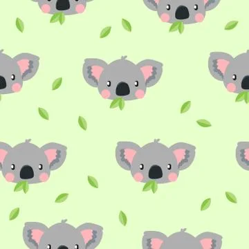 Koala repeat pattern on green background Stock Illustration