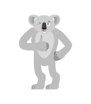 Koala thumbs up and winks. koala bear happy emoji. Beast Vector illustration Ilustración de archivo