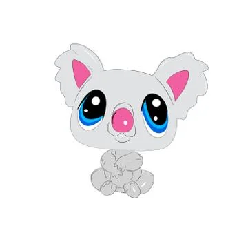 Koala vector illustration. Cute cartoon animal with big eyes. Stock Illustration