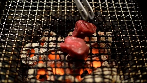 Kobe beef on the grill cooking Stock Footage 79274726