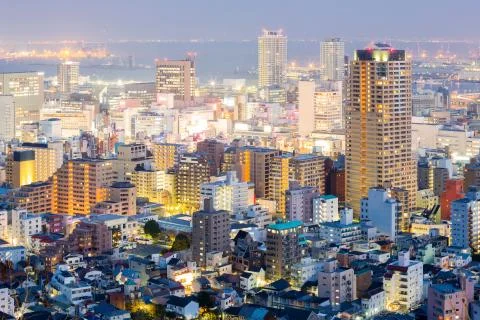 Kobe cityscape sunset Foto stock