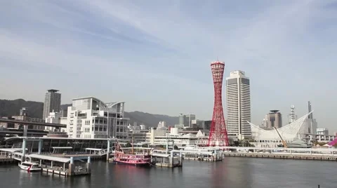 Kobe Harbor and Kobe tower--Time-lapse Stock Footage 47938864
