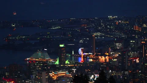 Kobe Nightscape (Aerial View) Video stock 327770990