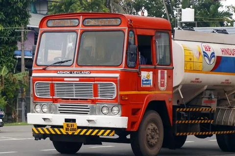 Kochi, India - May 20 2024 highly inflammable petroleum transporting tanker.. Stock Photos