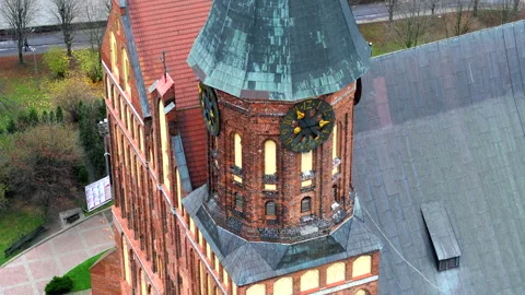 Koenigsberg Cathedral aerial view of clock tower Stock Footage 337009182