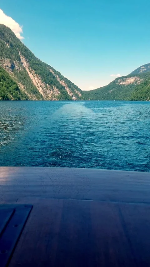 Koenigssee ferry hyperlapse across the alpine lake in Bavaria Stock Footage 341768948