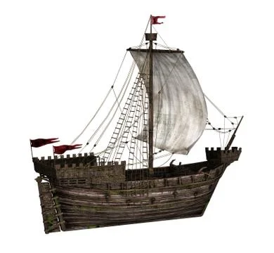 Koggen - Medieval Sailing Ship Stock Illustration