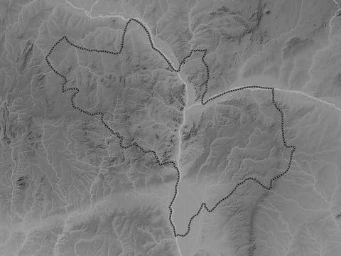 Kogi, Nigeria. Grayscale elevation map with lakes and rivers 库存插图