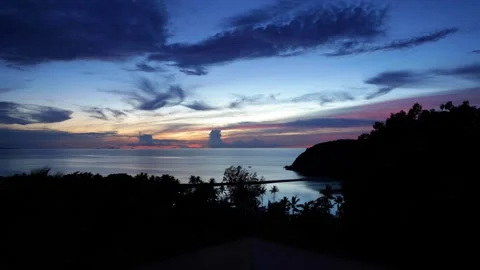 Koh Ma Sunset Timelapse Over the Sea with Colorful Moving Clouds and Mountai Stock Footage 339390722