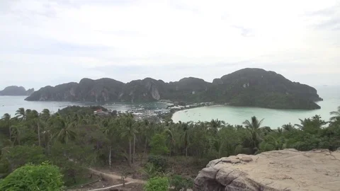 Koh Phi Phi Islands Beach Forested Mountain Tropical Paradise Stock Footage 79161330