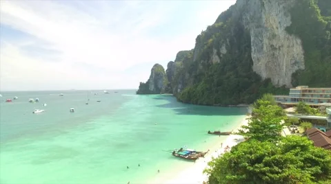 Koh Phi Phi, Thailand  Beach Drone Scene Vídeos de archivo 61829866