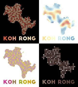 Koh Rong map. Collection of map of Koh Rong in dotted style. Borders of the.. 스톡 일러스트