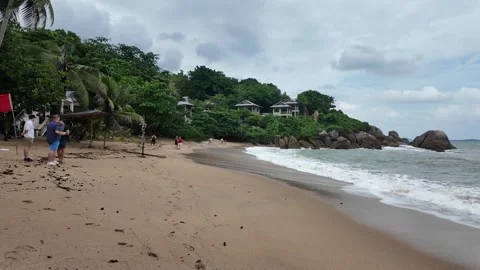 Koh Samui beach scenes day time Thailand relaxing holiday destination Southeast Stock Footage 310316612