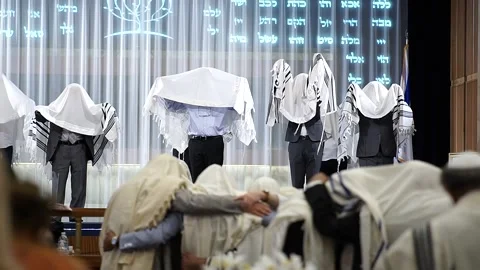 Kohanim blessing the congregation Stock Footage 222984509