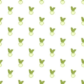 Kohlrabi vegetable seamless pattern creating healthy food background 库存插图