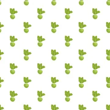Kohlrabi vegetable seamless pattern healthy food background Illustrazione stock