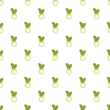 Kohlrabi vegetable seamless pattern on white background Stock Illustration