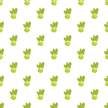 Kohlrabi vegetable seamless pattern on white background Stock Illustration