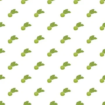 Kohlrabi vegetable seamless repeating pattern on white background Stock Illustration