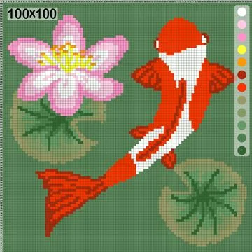 Koi carp pattern for knitting or cross-stitch Stock Illustration