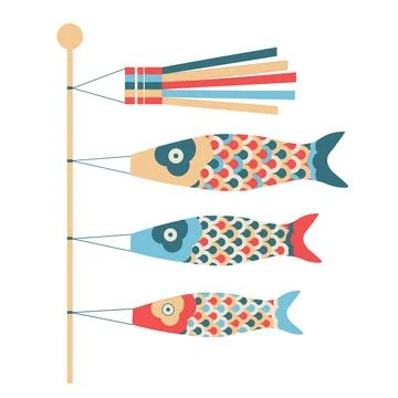 Koi Fish Carp Streamer Flag Japan Illustration Stock Illustration