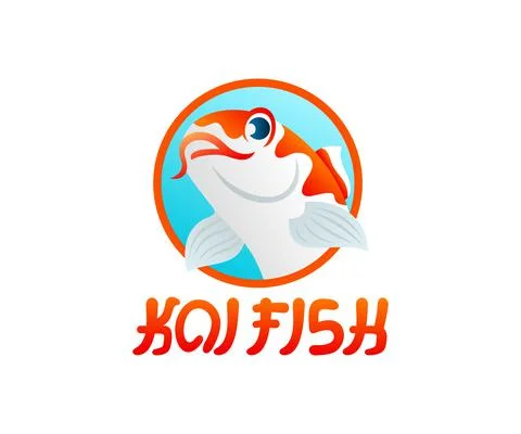 Koi fish or carp fish cartoon character, illustration and logo design Stock Illustration
