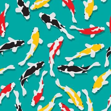 Koi fish pattern seamless Seamless pattern design with colored koi fish Co... Stock Photos