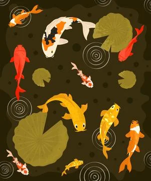 Koi fishes pattern Stock Illustration