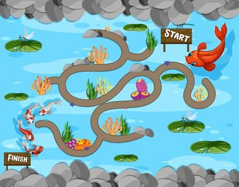 A koi maze games template Stock Illustration