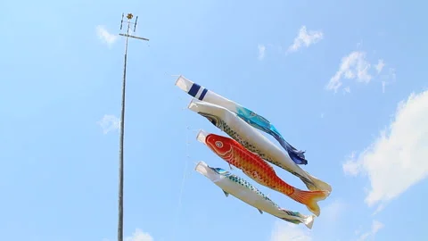 Koi Nobori Blown by the Wind Stock Footage 327562030