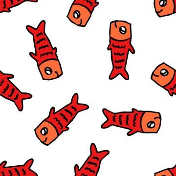 Koinobori seamless doodle pattern, vector color illustration Stock Illustration