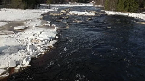 Koitelinkoski rapids in early spring, Oulu Finland Stock Footage 331500514
