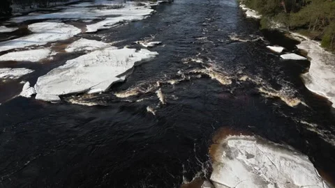 Koitelinkoski rapids in early spring, Oulu Finland Stock Footage 331500883