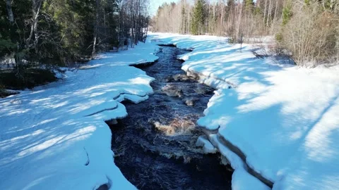 Koitelinkoski rapids in early springtime, Oulu Finland 스톡 동영상 303886034
