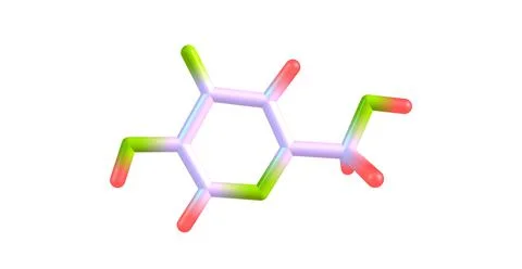 Kojic acid molecular structure isolated on white Stock Illustration