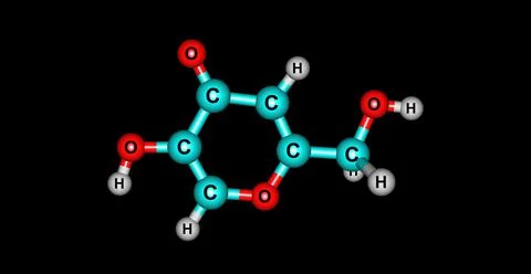 Kojic acid molecular structure isolated on black Stock Illustration