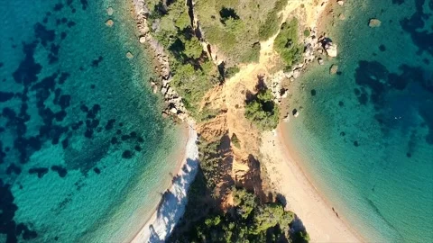 Kokkinokastro beach and the Rocky surrounded area in Alonissos, Greece Stock Footage