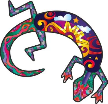 Kokopelli lizard Stock Illustration