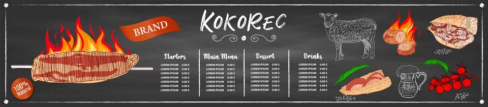 Kokorec hand drawn vector design. Stock Illustration