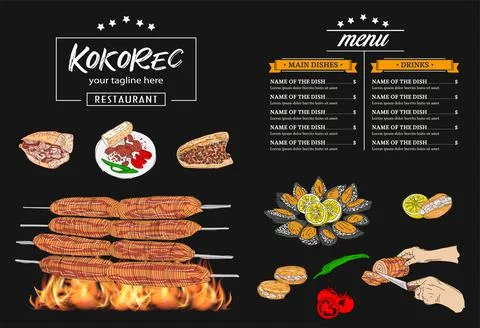Kokorec hand drawn vector design. Stock Illustration